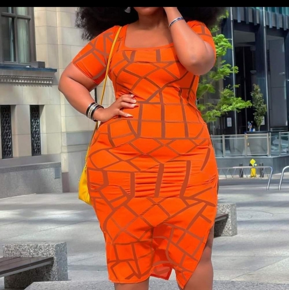 CURVE Summer Babe Midi Orange Long Sheer Transparent Dress - Picture 4 of 11